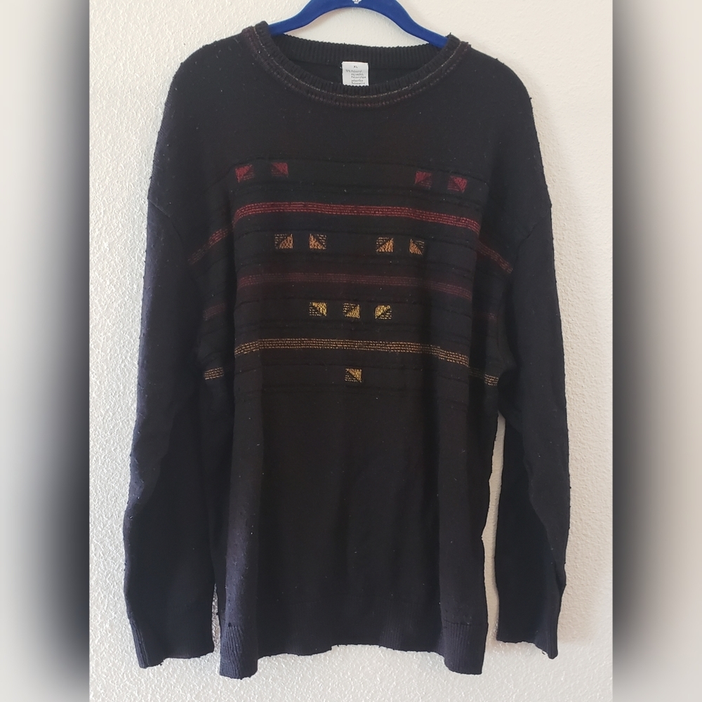 Geometric Fuzzy Long Sleeve Sweater Top